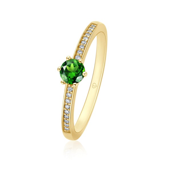 Schmuckring Gelbgold mit Chrome Turmalin
